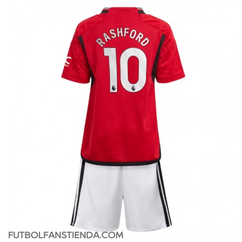 Manchester United Marcus Rashford #10 Primera Equipación Niños 2023-24 Manga Corta (+ Pantalones cortos)